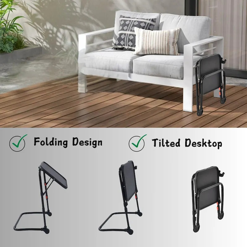 TV Tray Table Desk with Cup Holder, Adjustable Folding, Foldable, Portable, Stable, Lightweight, Storage