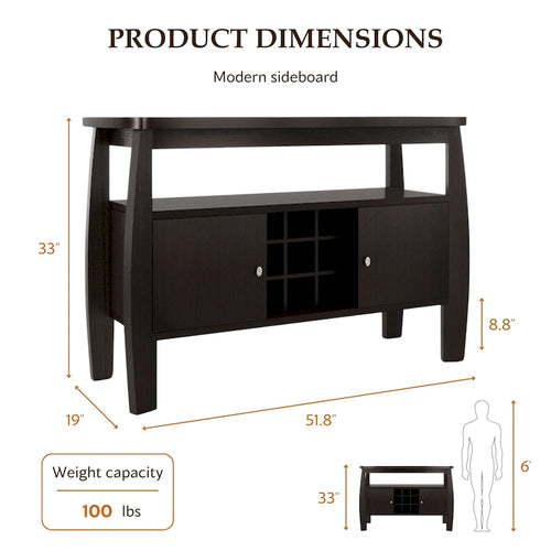 51-inch Cappuccino 1-Shelf Buffet Table