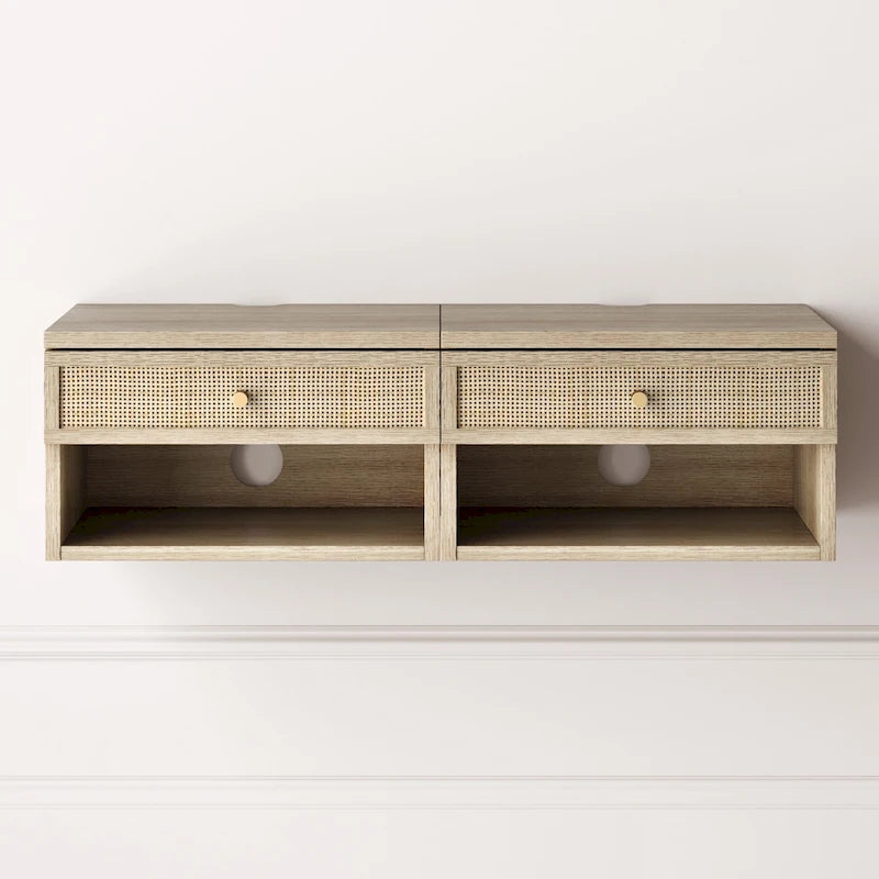 Modern Floating Bedroom Nightstand with Storage Drawer and Open Shelf Cubby