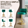 Velvet Counter Bar Stool with Height Adjustable and Swivel
