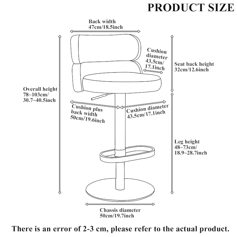 Velvet Counter Bar Stool with Height Adjustable and Swivel