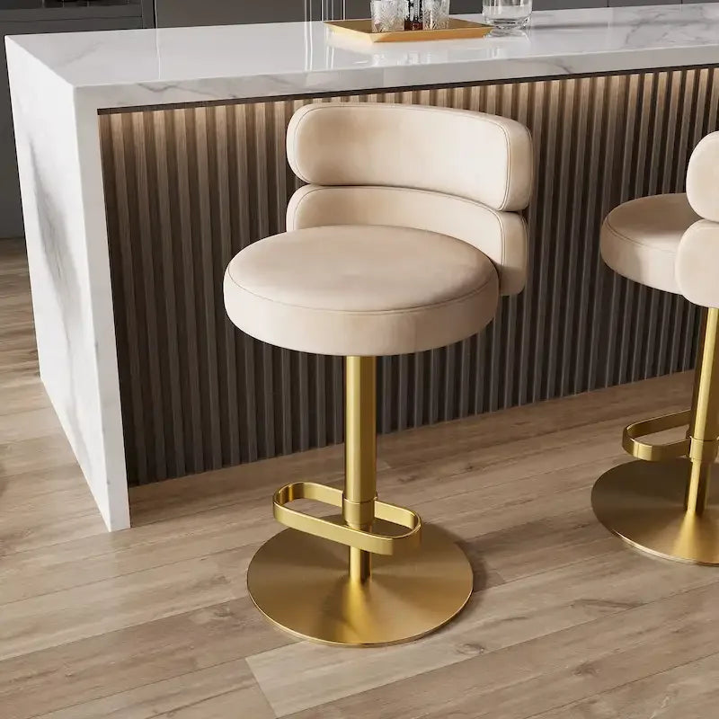 Velvet Counter Bar Stool with Height Adjustable and Swivel