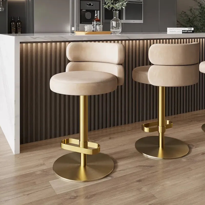 Velvet Counter Bar Stool with Height Adjustable and Swivel