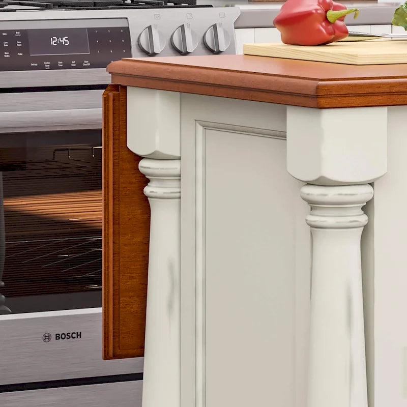 Off-White Wood Kitchen Island - 48 x 36 x 25