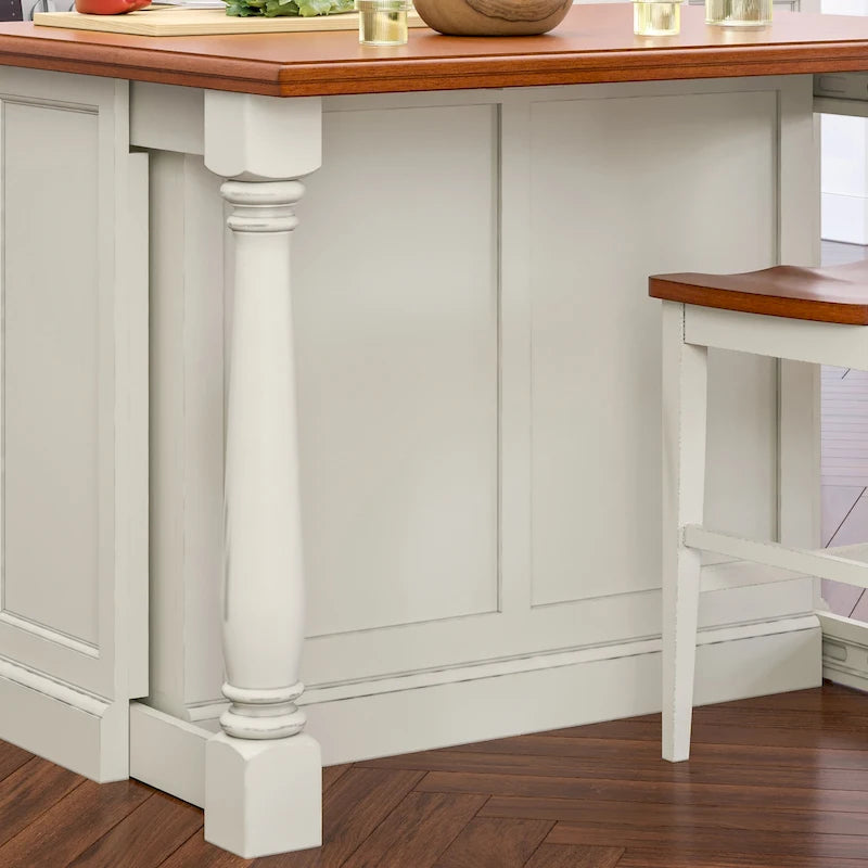 Off-White Wood Kitchen Island - 48 x 36 x 25