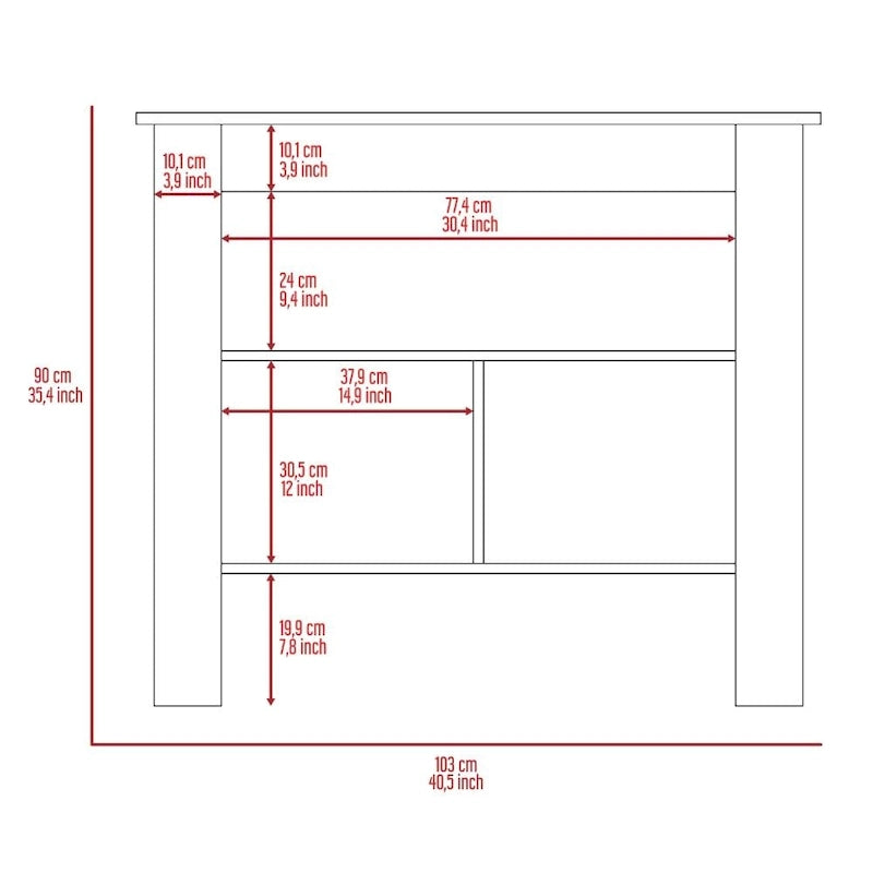 3-Shelf Wooden Casual Kitchen Island
