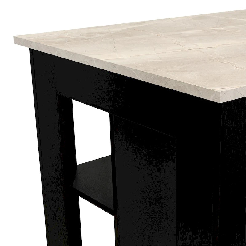 3-Shelf Wooden Casual Kitchen Island