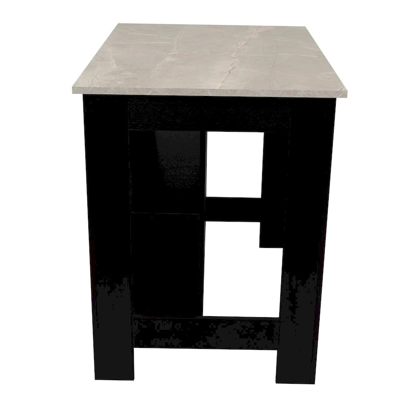 3-Shelf Wooden Casual Kitchen Island