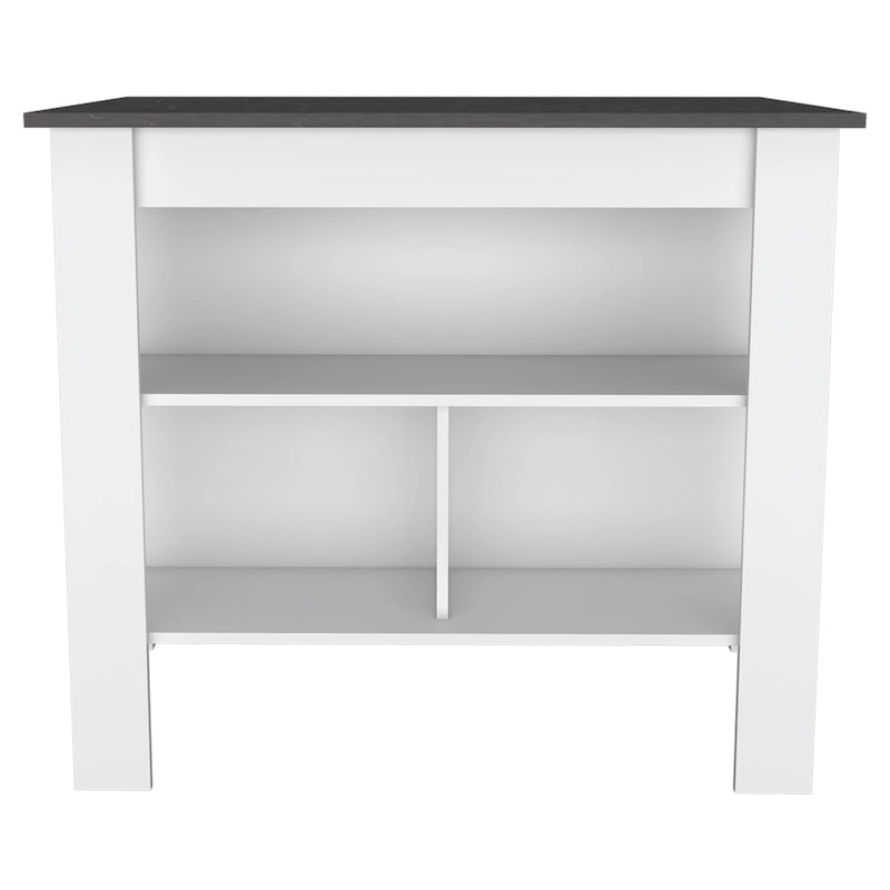 3-Shelf Wooden Casual Kitchen Island