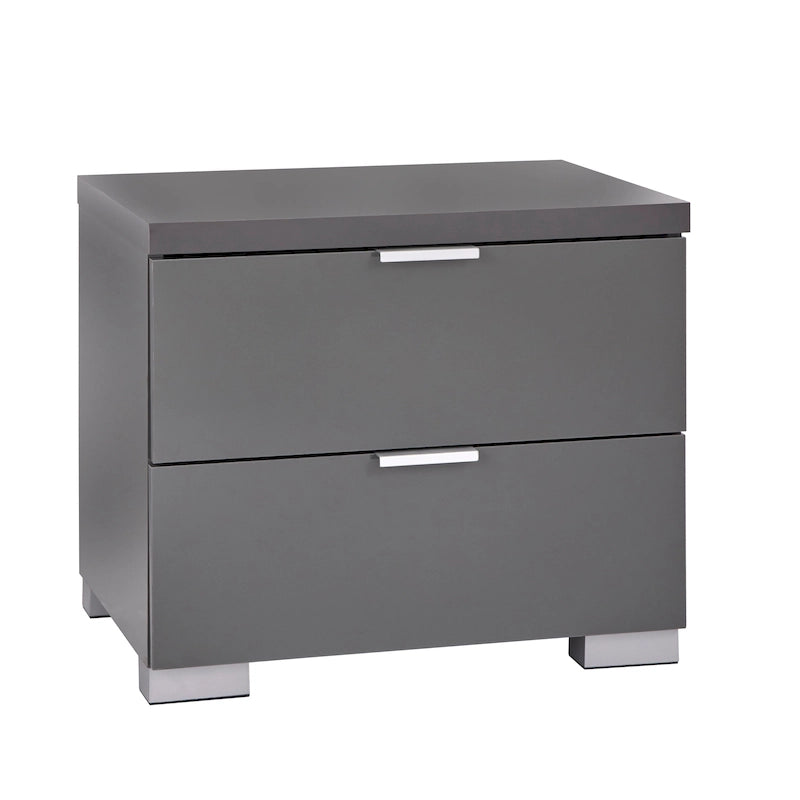 High Gloss Nightstand with 2 Drawers