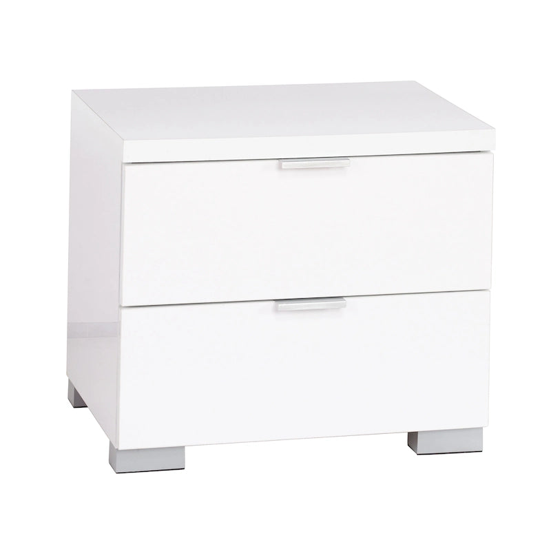 High Gloss Nightstand with 2 Drawers
