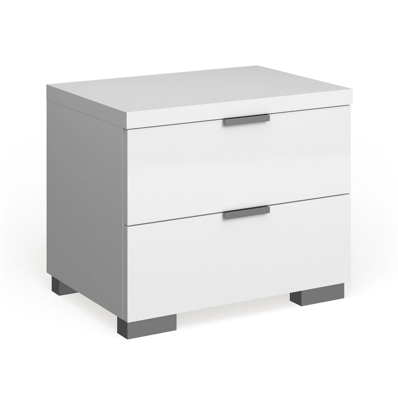 High Gloss Nightstand with 2 Drawers