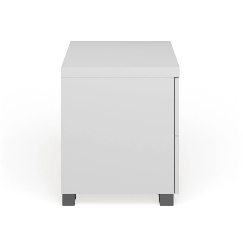 High Gloss Nightstand with 2 Drawers
