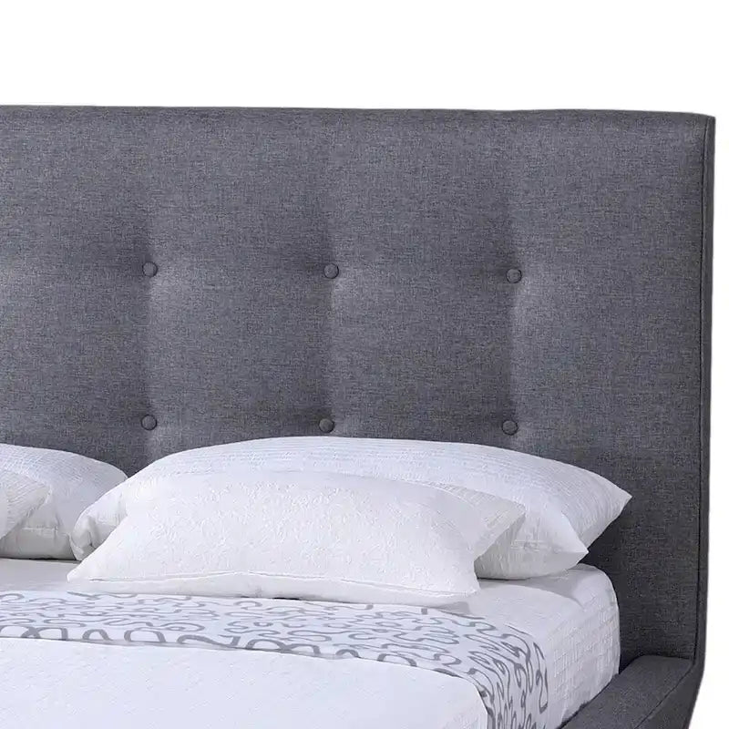 Mid-century Grey Upholstered Platform Bed
