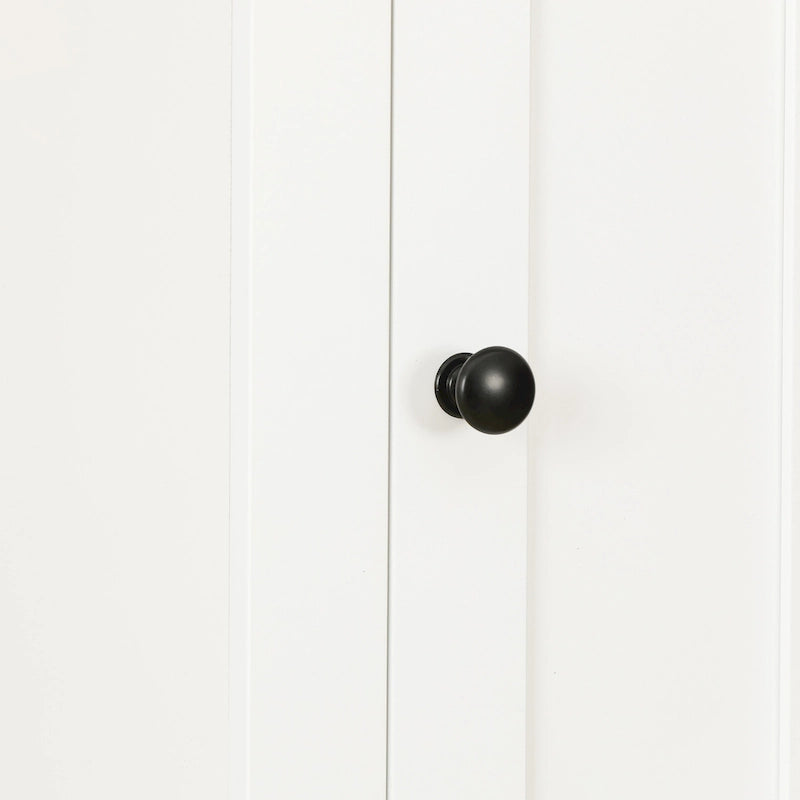 White MDF Wood 67-Inch Tall Tower Bathroom Linen Cabinet