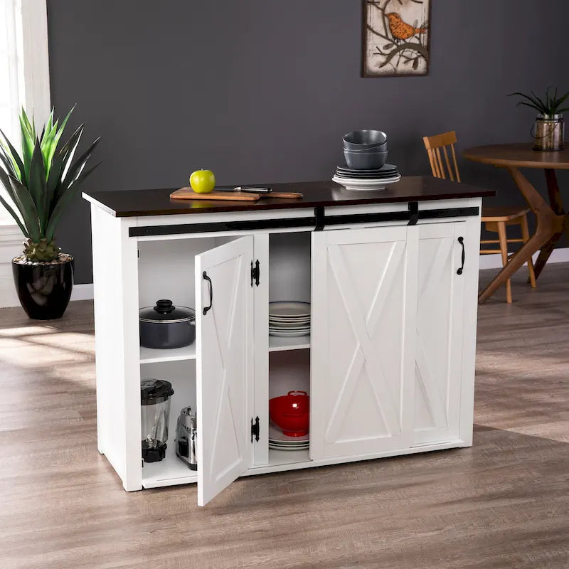 White Kitchen Island with Storage