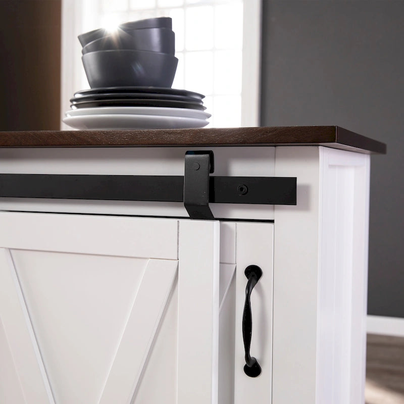 White Kitchen Island with Storage