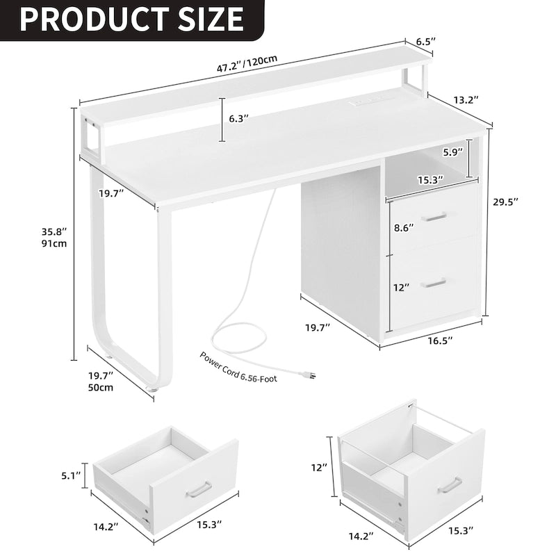 Computer Desk with Monitor Stand, Home Office Gaming Desk with Drawer and Filing Cabinet
