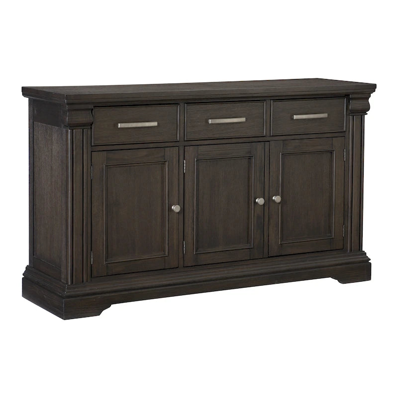 60 Inch Sideboard Server Buffet, 3 Drawer 3 Cabinet, Rustic Brown Wood