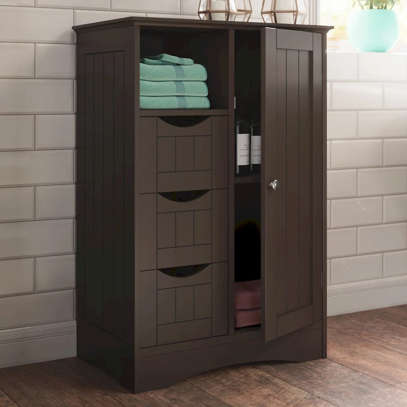 Writing Computer Desk with Removable Floating Organizer and 4 Drawers, Pine Wood Legs