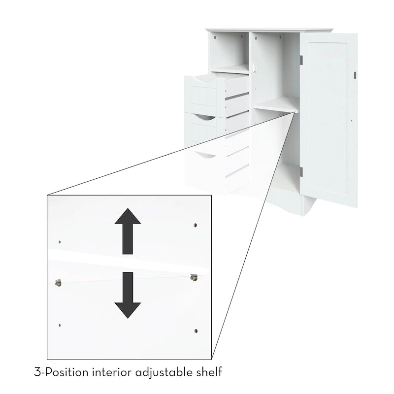 Writing Computer Desk with Removable Floating Organizer and 4 Drawers, Pine Wood Legs
