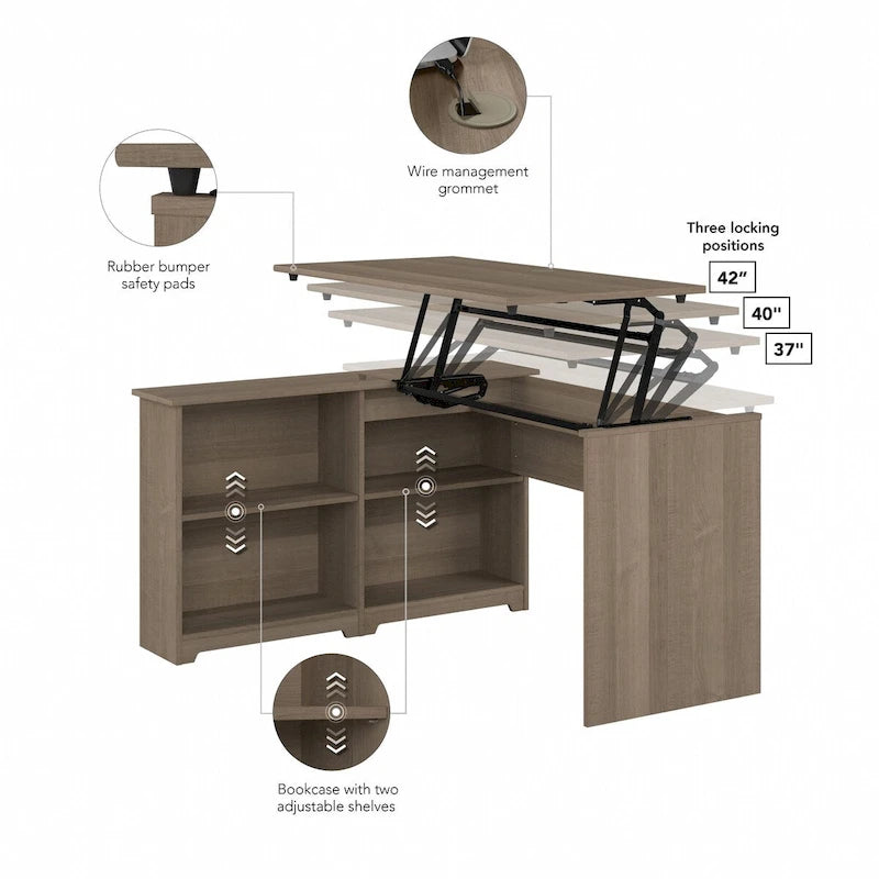 52W Standing Corner Desk with Shelves
