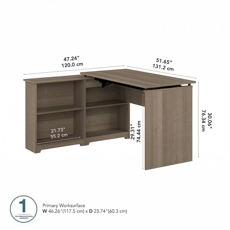 52W Standing Corner Desk with Shelves