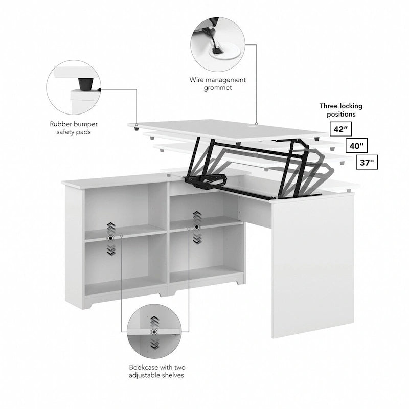52W Standing Corner Desk with Shelves