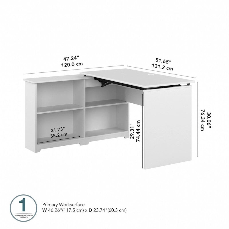 52W Standing Corner Desk with Shelves