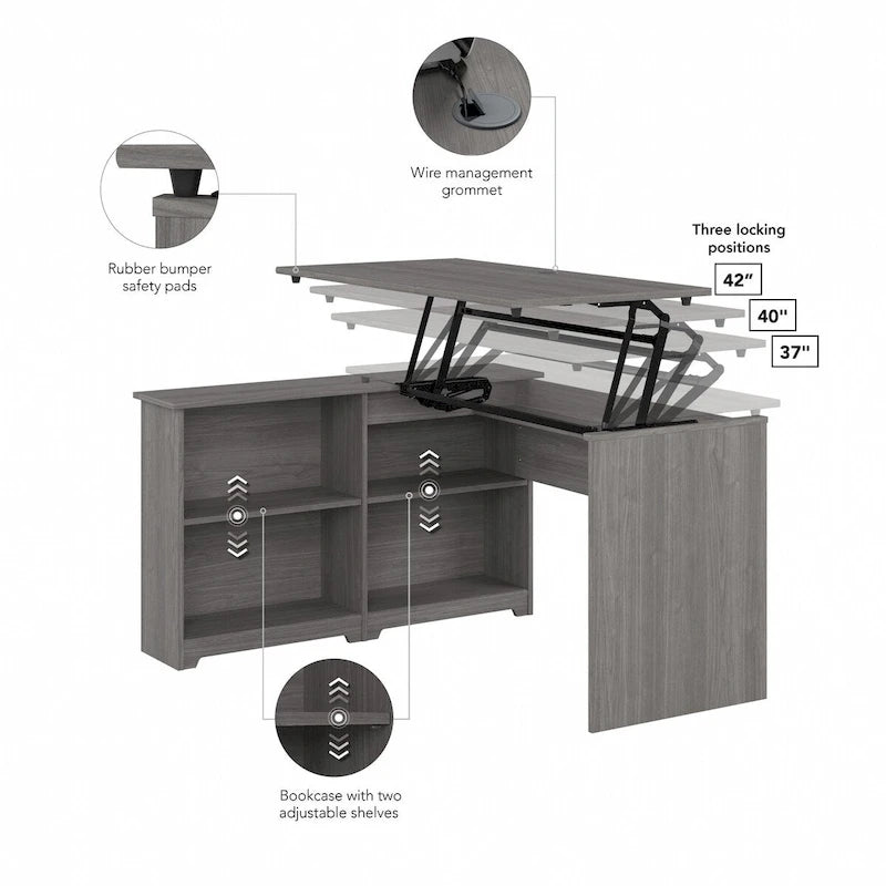 52W Standing Corner Desk with Shelves