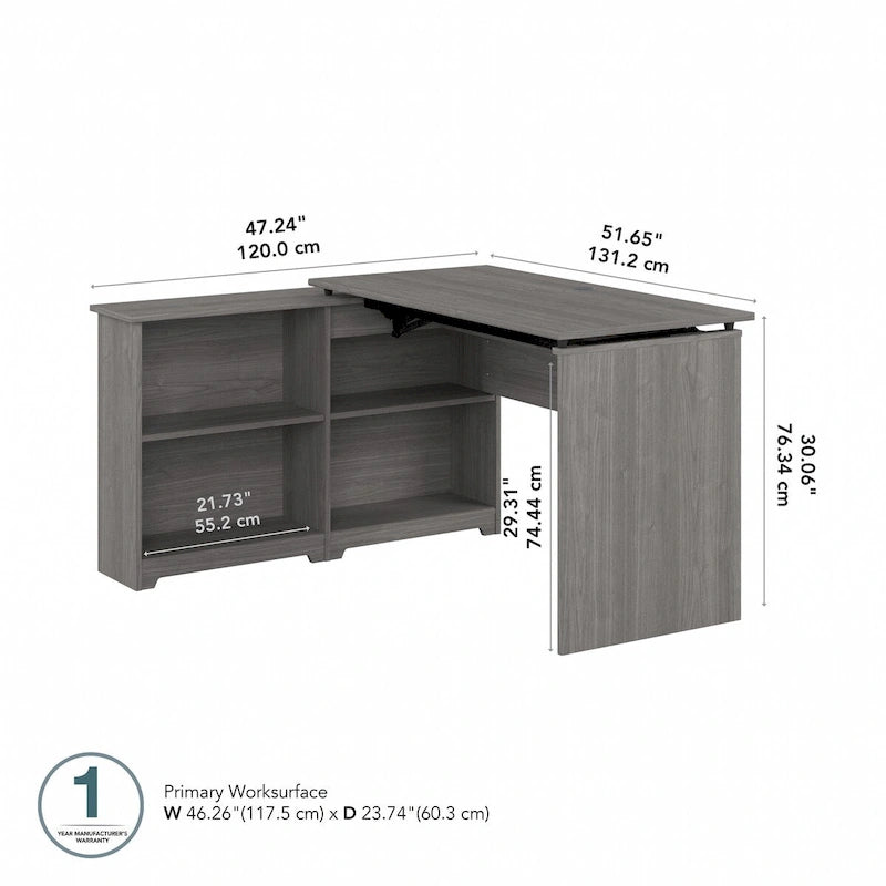 52W Standing Corner Desk with Shelves
