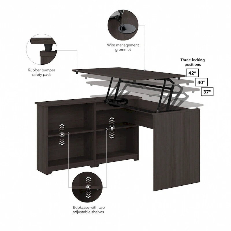52W Standing Corner Desk with Shelves
