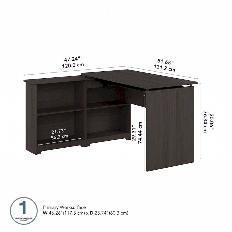 52W Standing Corner Desk with Shelves